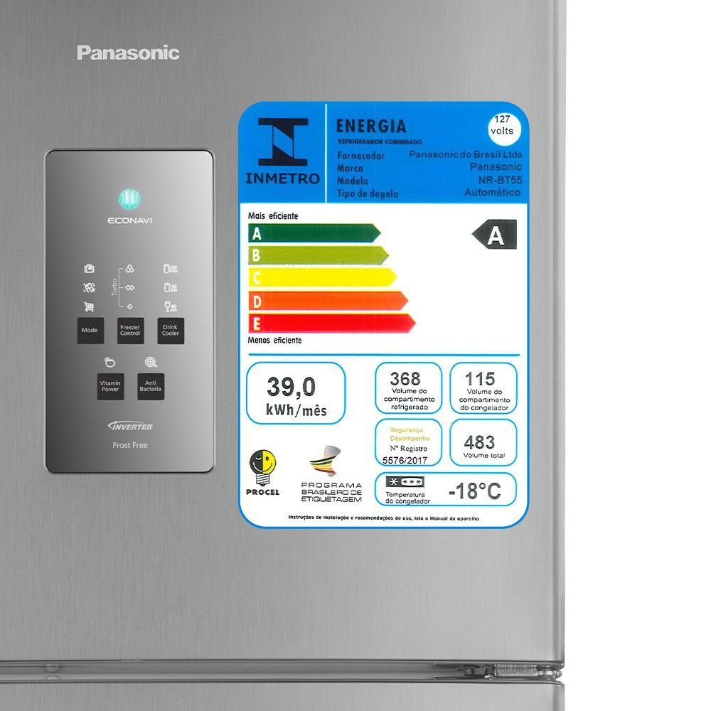 Refrigerador Panasonic BT55 Top Freezer 2 Portas Frost Free 483 Litros Aço Escovado 127V NR-BT55PV2X - 17