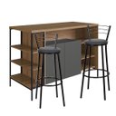 Ver imagem 1 de Mesa Bancada Gourmet Estilo Industrial com 2 Portas Grafite com 2 Banquetas