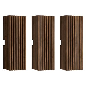 KIT 3 ARANDELA LUMINÁRIA MADEIRA 40CM 2 FOCOS DE LUZ