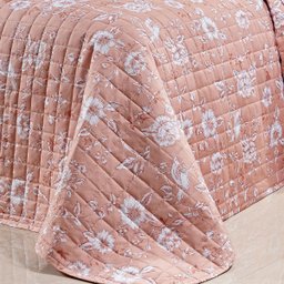 Colcha Floral Salmão Queen Size Micro Percal Peletizado 200 Fios 3 Peças - 2