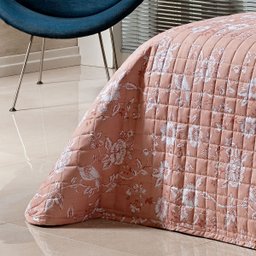 Colcha Floral Salmão Queen Size Micro Percal Peletizado 200 Fios 3 Peças - 3