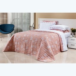 Colcha Floral Salmão Queen Size Micro Percal Peletizado 200 Fios 3 Peças - 4