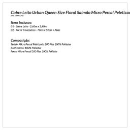 Colcha Floral Salmão Queen Size Micro Percal Peletizado 200 Fios 3 Peças - 5