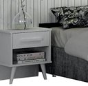 Ver imagem 2 de Cabeceira Casal Milano Ripado com 2 Mesa de Cabeceira Branco - Leifer