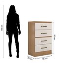 Ver imagem 7 de Kit Guarda-roupa Solteiro 4 Portas e Cômoda 4 Gavetas Lisa Nature/off White