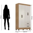 Ver imagem 4 de Kit Guarda-roupa Solteiro 4 Portas e Cômoda 4 Gavetas Lisa Nature/off White