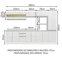Ver imagem 4 de Armário de Cozinha Completa 100% MDF 300cm Frentes Branco Brilho Smart Madesa 02