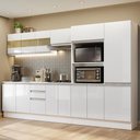 Ver imagem 1 de Armário de Cozinha Completa 100% MDF 300cm Frentes Branco Brilho Smart Madesa 02