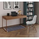 Ver imagem 1 de Mesa De Escritório Industrial Malta Amêndoa 137X53Cm Base Cobre Com 1 Cadeira Branca Ma Cor: