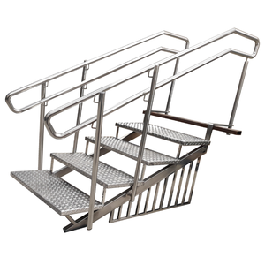 Escada Inox Acessível para Piscina Facility - Inox 304 (4 Degr.) de 80 a 90 Cm de Profundidade