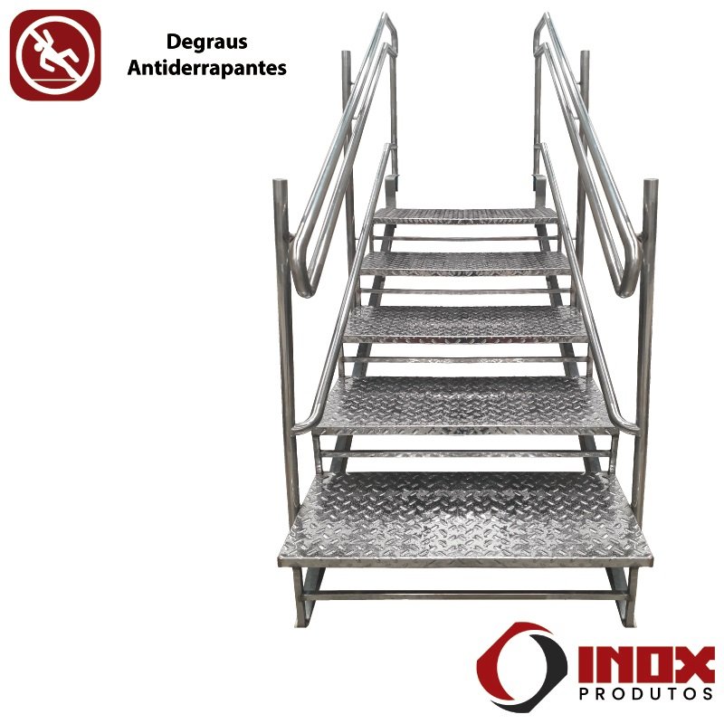 Escada Inox Acessível para Piscina Facility - Inox 304 (4 Degr.) de 80 a 90 Cm de Profundidade - 3