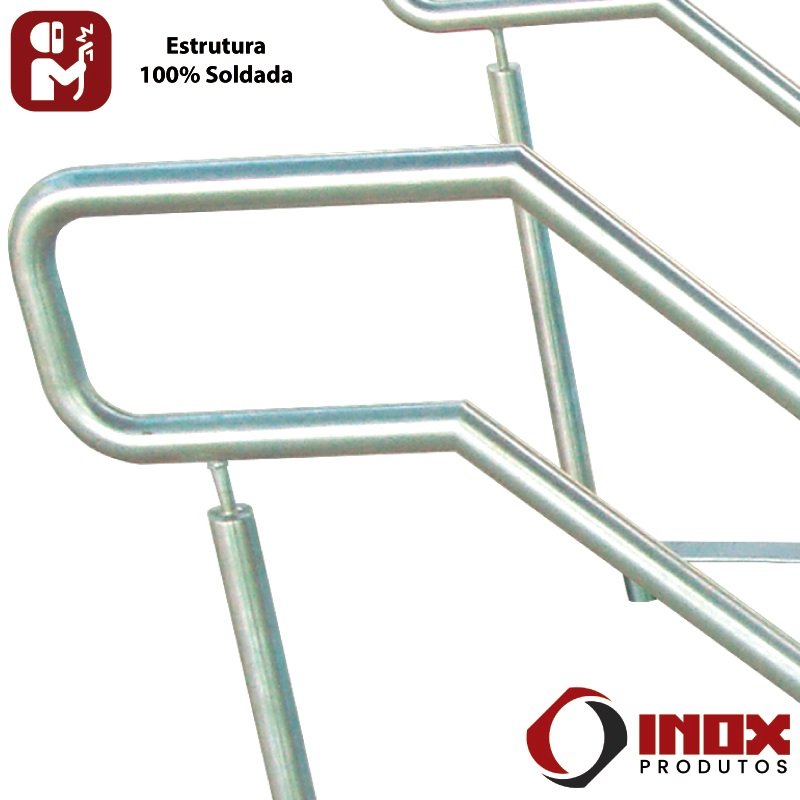 Escada Inox Acessível para Piscina Facility - Inox 304 (4 Degr.) de 80 a 90 Cm de Profundidade - 4