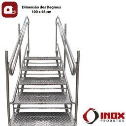 Escada Inox Acessível para Piscina Facility - Inox 304 (4 Degr.) de 80 a 90 Cm de Profundidade - 5