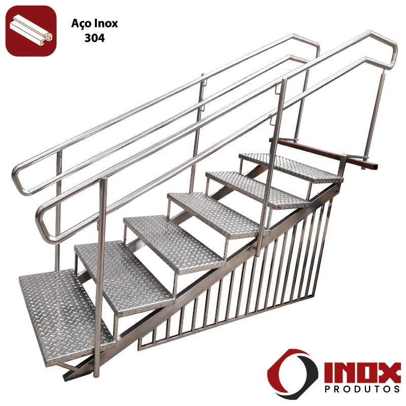 Escada Inox Acessível para Piscina Facility - Inox 304 (4 Degr.) de 80 a 90 Cm de Profundidade - 2