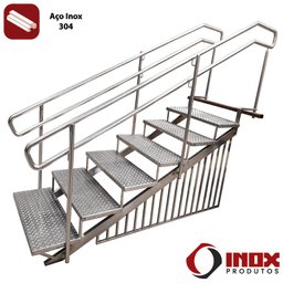 Escada Inox Acessível para Piscina Facility - Inox 304 (4 Degr.) de 80 a 90 Cm de Profundidade - 2