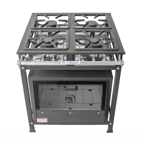 Fogão Industrial 4 Bocas 2 Simples a Gás Baixa Pressão Mr Fogões com Forno P5
