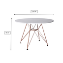 Ver imagem 2 de Mesa Eiffel Redonda 110cm Tampo De Madeira Branco Com Base De Ferro Cobre