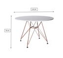 Ver imagem 2 de Mesa Eiffel Redonda 110cm Tampo De Madeira Branco Com Base De Ferro Cobre