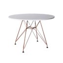 Ver imagem 1 de Mesa Eiffel Redonda 110cm Tampo De Madeira Branco Com Base De Ferro Cobre