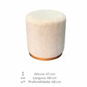 Ver imagem 3 de Puff Barcelona Decorativo com Linho Bege e Base Madeira Tna Decor