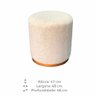 Puff Barcelona Decorativo com Linho Bege e Base Madeira Tna Decor - 3