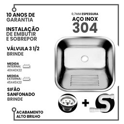 Tanque Inox American Steel + Válvula 40x40 22 Litros - 2