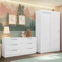 Ver imagem 1 de Kit Guarda-roupa Infantil Milano 2 Portas de Correr + Cômoda Branco Madesa Branco