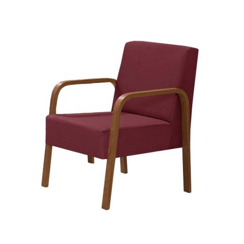 Poltrona 1 Lugar Braço Madeira D Salla Suede Bordô