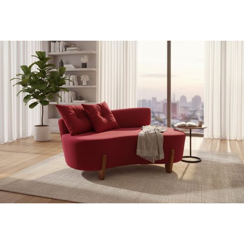Namoradeira Sofá Feijão Luna 130cm Orgânica Suede Vermelho