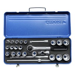Jogo de Soquete Sextavado de 10 À 32 Mm e Acessórios Encaixe de 1/2" com 25 Peças - Gedore 015503 - 1