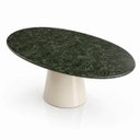Ver imagem 2 de Mesa de Jantar Cone Oval 198x122 cm Tampo Mármore Verde Guatemala Base Laca Off White