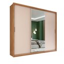Ver imagem 1 de Guarda Roupa Casal Olívia 3 Portas de Correr 2 Gavetas MDF Amêndola Touch- Off White Demóbile