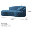 Ver imagem 6 de Divã Recamier Curvo Sala de Estar Inglaterra Lado Esquerdo 150cm Linho Azul Royal - Incasa Decor