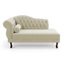 Ver imagem 2 de Divã Recamier Chaise Longue Lavínia 150cm Capitonê Pés de Madeira Suede Bege Claro - Desk Design