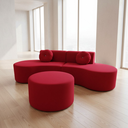 Ver imagem 1 de Sofá Modular Orgânico Monterrey 260cm + Puff Veludo Vermelho
