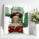 Ver imagem 2 de Quadro Frida com Cacto e Passarinho 24x18cm:moldura Preta