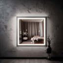 Ver imagem 6 de Espelho Quadrado Moderno Jateado LED 3 Cores 80x80 cm Touch