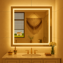 Ver imagem 2 de Espelho Quadrado Moderno Jateado LED 3 Cores 80x80 cm Touch