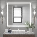 Ver imagem 5 de Espelho Quadrado Moderno Jateado LED 3 Cores 80x80 cm Touch