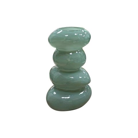 Vaso Decorativo Orgânico de Vidro Verde 23cm By0004 Btc