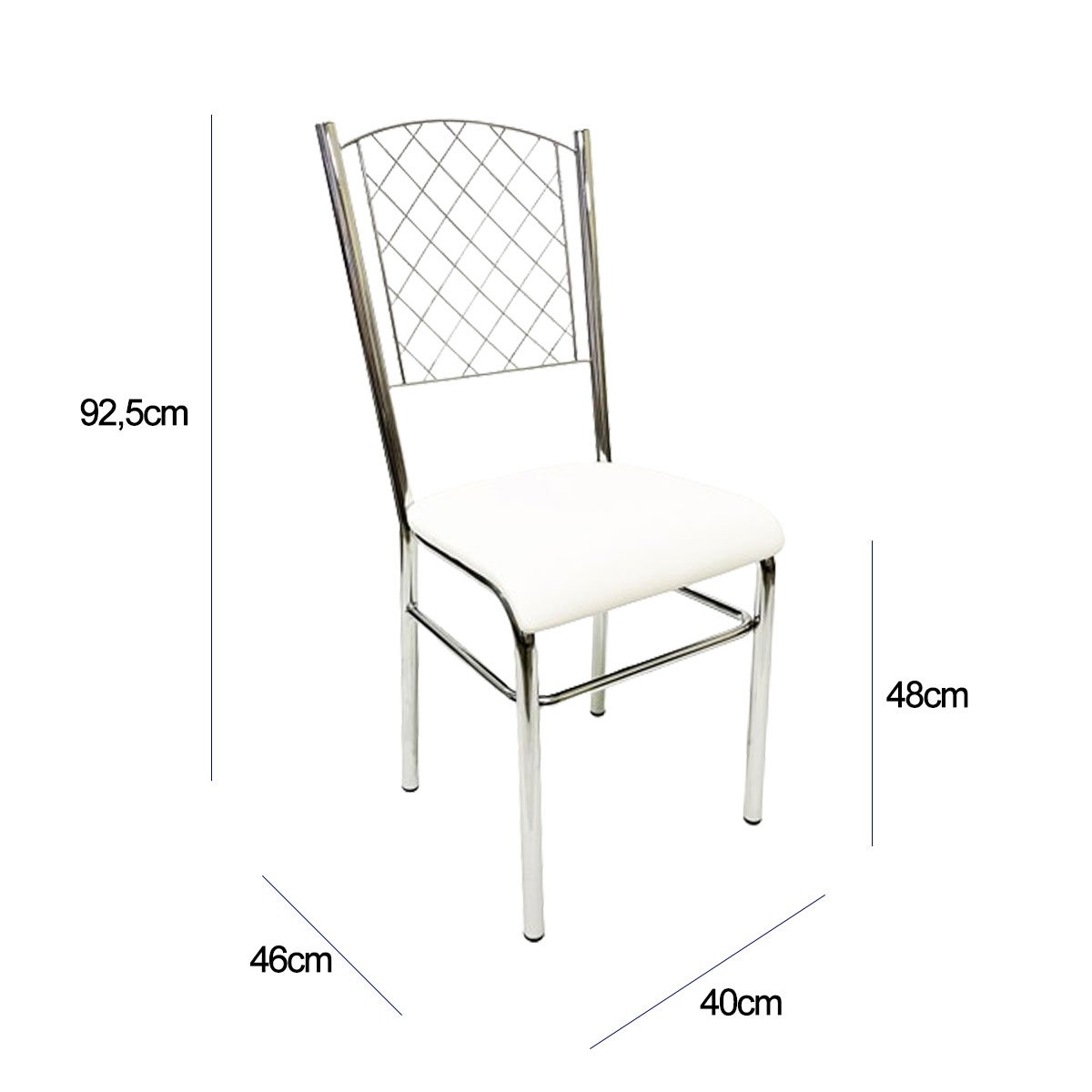 Kit 6 Cadeiras de Cozinha com Reforço Cromada Encosto Grade Assento Branco - Poltronas do Sul - 3