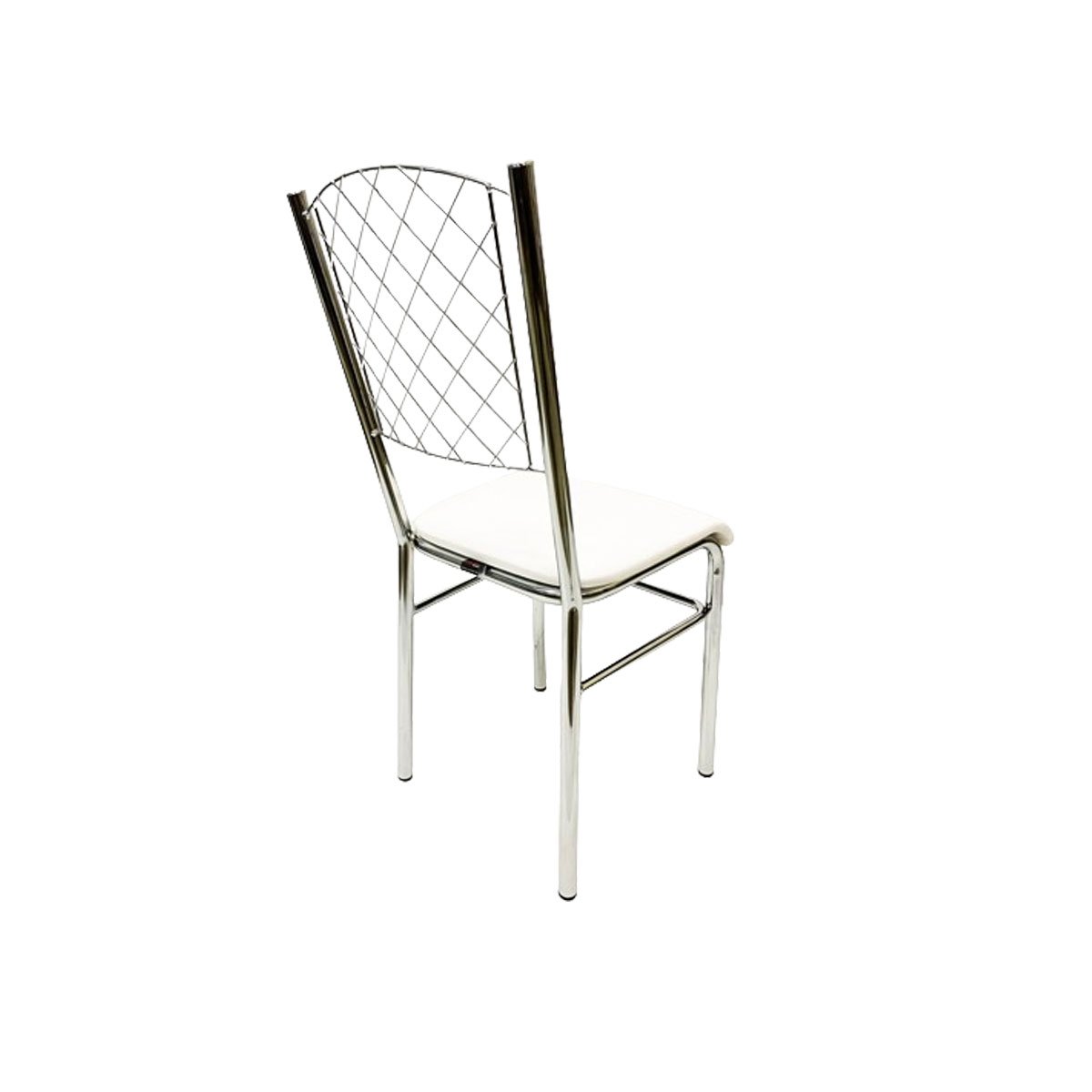 Kit 6 Cadeiras de Cozinha com Reforço Cromada Encosto Grade Assento Branco - Poltronas do Sul - 4