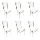 Ver imagem 1 de Kit 6 Cadeiras de Cozinha com Reforço Cromada Encosto Grade Assento Branco - Poltronas do Sul
