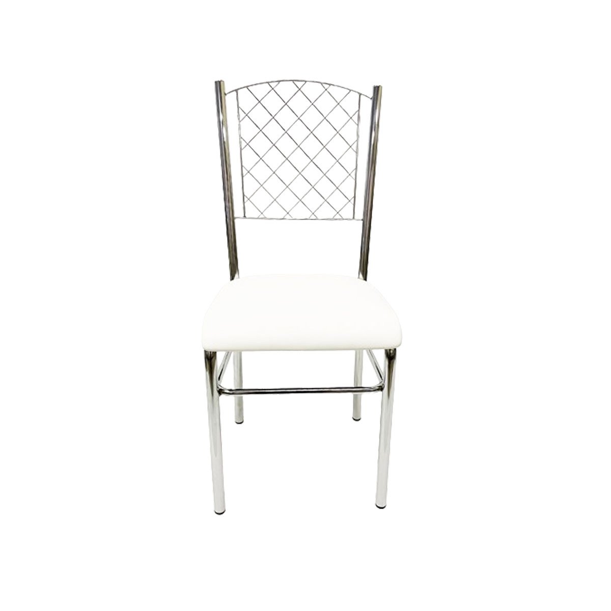 Kit 6 Cadeiras de Cozinha com Reforço Cromada Encosto Grade Assento Branco - Poltronas do Sul - 5
