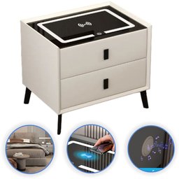 MESA DE CABECEIRA INTELIGENTE BRANCA CRIADO CONEXÃO BLUETOOTH USB CAIXA DE SOM AUDIO MÚSICA AMBIENTE - 10