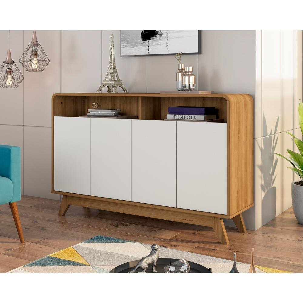 Buffet Aparador Retrô 4 Portas Eccos Nature/Off White - 9