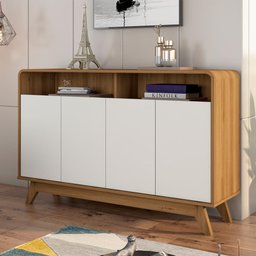 Buffet Aparador Retrô 4 Portas Eccos Nature/Off White - 1