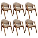 Ver imagem 1 de Kit 6 Cadeiras de Jantar Madeira Maciça Amêndoa Ravena Estofada Suede Bege Ccs