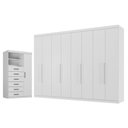 Ver imagem 1 de Guarda Roupa Casal Master New 8 Portas de Bater 4 Gavetas MDP Branco Brilho com Cômoda 1 Porta 6