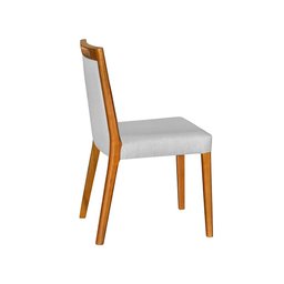 Cadeira Jantar Estofada Linho Cinza Cristal Base Madeira Maciça Mel - 3 Cadeira Jantar Estofada Linho Cinza Cristal Base Madeira Maciça Mel - 3